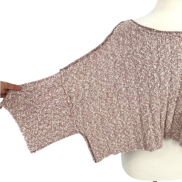 Free People Good Day Cropped Sweater Mauve Boucle Knit Size Small - Picture 8 of 13